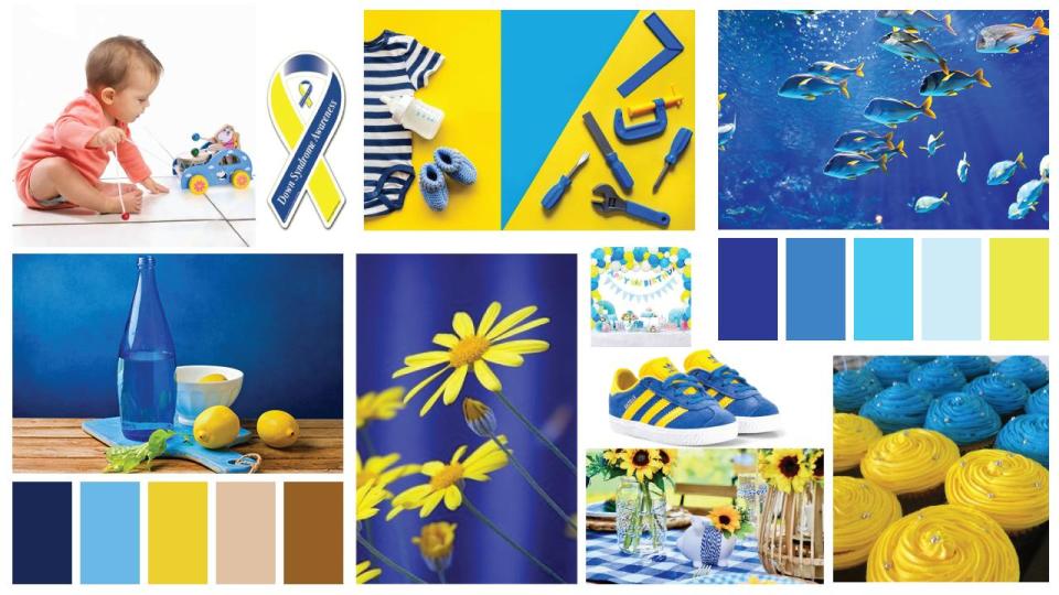 Blue and yellow moodboard